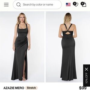 Azazie Mero Elegant Black Backless Dress